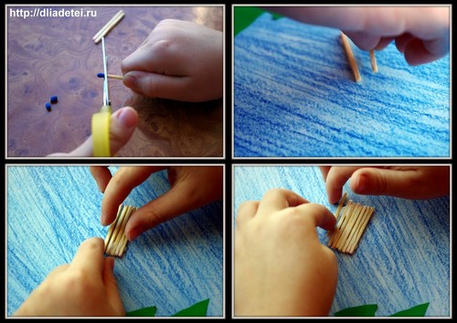 Аппликация из спичек и крупы для детей